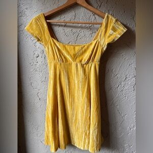 Urban Outfitters Yellow Velvet Mini Dress